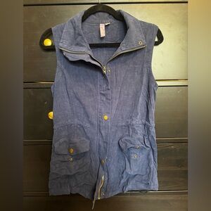 Alya Navy Sleeveless Vest with Gold Accents